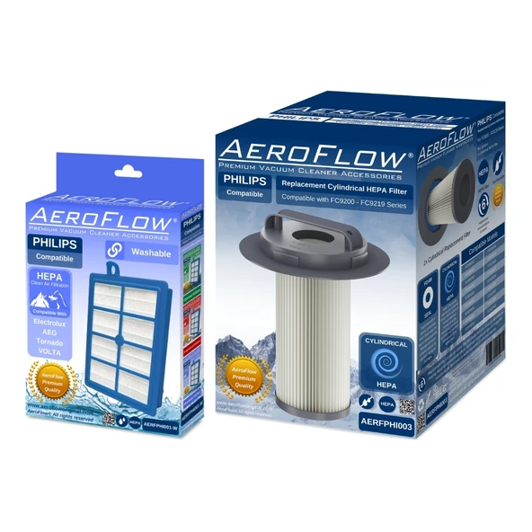 AeroFlow® Philips Marathon FC9218/01 Uyumlu Filtre Seti | 1x FC8038/01 - 1x FC8048/01 (Yıkanabilir Hepa) ürün görseli 1