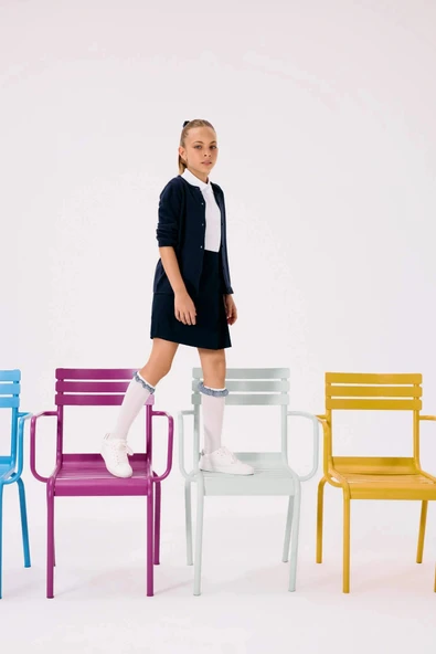 Defacto F1418A8NV253 Lacivert Kız Çocuk Okul Pileli Beli Lastikli Gabardin Şort Etek ürün görseli 1