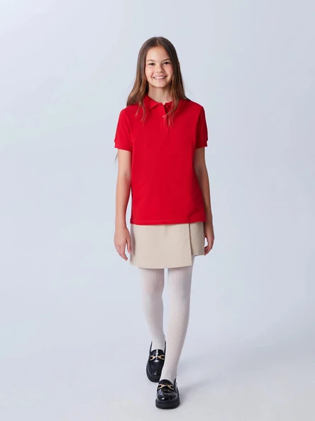 LCW Kids Bej Basic Gabardin Kız Çocuk Şort Etek ürün görseli 1