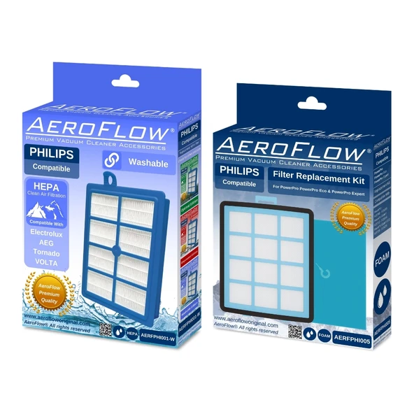 AeroFlow® Philips PowerPro Expert FC8770/91 Uyumlu Filtre Seti | 1x FC8038/01 - 1x CRP754/01 (Yıkanabilir Hepa) ürün görseli 1
