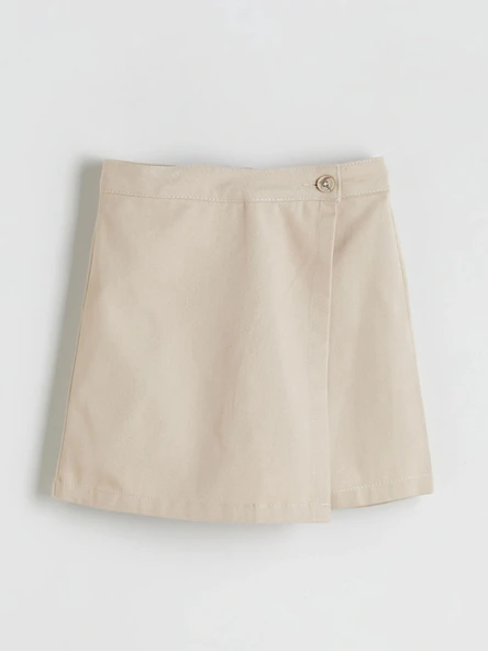 LCW Kids Bej Basic Gabardin Kız Çocuk Şort Etek - Resim 2