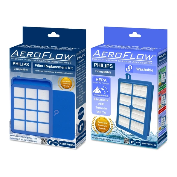 AeroFlow® Philips PowerPro Ultimate FC9919/09 Uyumlu Filtre Seti | 1x CP0484/01 - 1x FC8038/01 (Yıkanabilir Hepa) ürün görseli 1