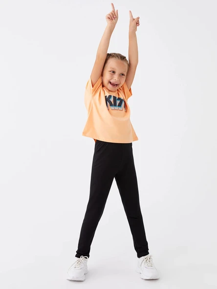 LCW Kids Siyah Beli Lastikli Basic Kız Çocuk Uzun Tayt ürün görseli 1