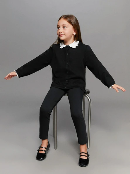 LCW Kids Siyah Beli Lastikli Basic Kız Çocuk Tayt ürün görseli 1