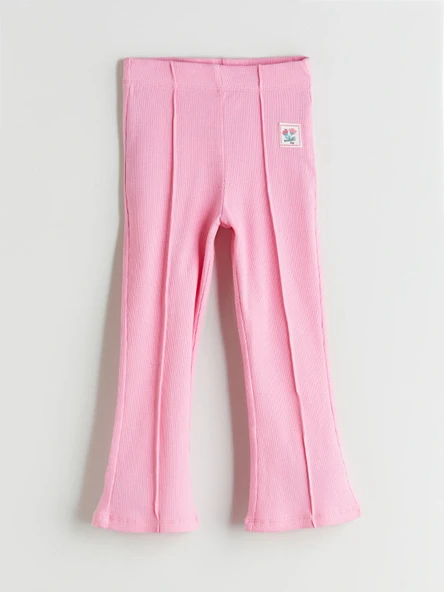 LCW Kids Pembe Beli Lastikli İspanyol Paça Kız Çocuk Tayt ürün görseli 1