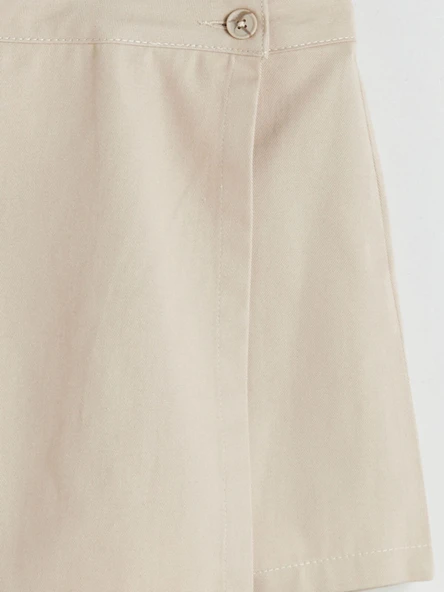 LCW Kids Bej Basic Gabardin Kız Çocuk Şort Etek - Resim 5