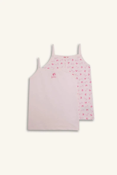 Defacto G2333A8PN344 Pembe Kız Çocuk Barbie 2'li Atlet ürün görseli 1