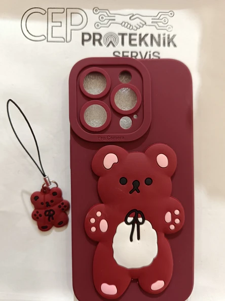 iPhone 14 Pro bordo ayıcıklı kılıf ürün görseli 1