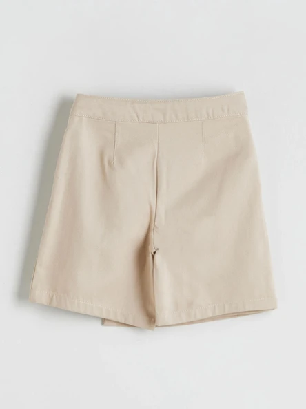 LCW Kids Bej Basic Gabardin Kız Çocuk Şort Etek - Resim 3