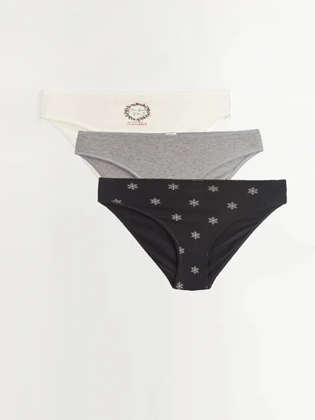 LCW DREAM Siyah Baskılı Bikini Külot 3'lü ürün görseli 1