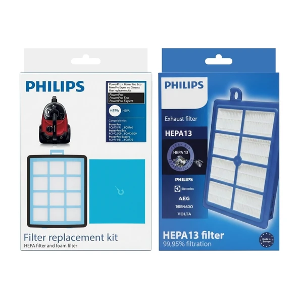 Philips PowerPro Serisi Elektrikli Süpürgeler ile Uyumlu Filtre Seti - Orijinal Kutulu | 1x FC8038/01 - 1x CRP754/01 ürün görseli 1