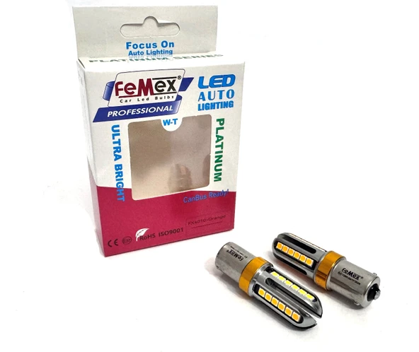 Femex Platinum P21W Turuncu NoN-Direction 1156 Tek Duy  Led Ampul 3030Chip 24smd ürün görseli 1