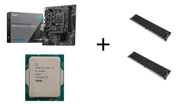MSI PRO H610M-S DDR4+INTEL I5 14400F+16GB DDR4 RAM ANAKART+ISLEMCI+RAM BUNDLE ürün görseli 1