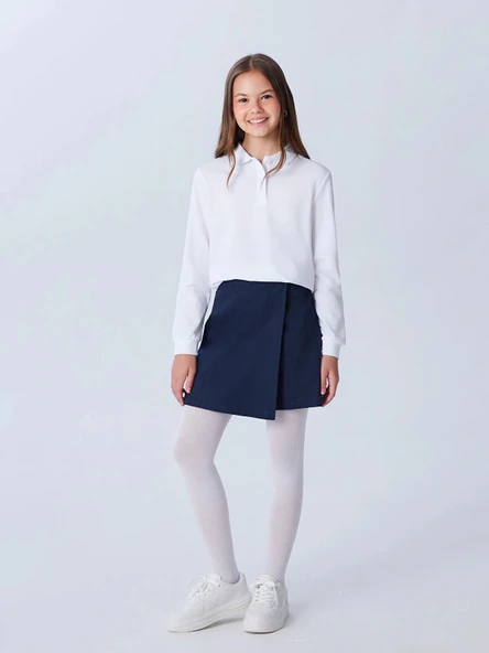 LCW Kids Lacivert Basic Gabardin Kız Çocuk Şort Etek ürün görseli 1