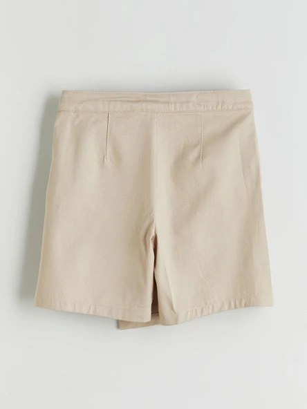LCW Kids Bej Basic Gabardin Kız Çocuk Şort Etek - Resim 7