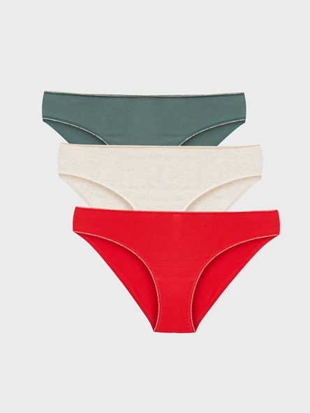 LCW DREAM Yeşil Düz Bikini Külot 3'lü ürün görseli 1