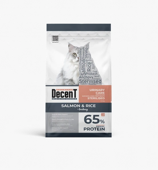 Decent Kısırlaştırılmış Somonlu Yetişkin Kedi Maması 1.5 Kg ürün görseli 1