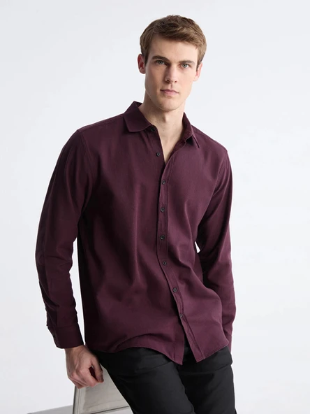 SOUTHBLUE Bordo Regular Fit Uzun Kollu Erkek Oduncu Gömlek ürün görseli 1