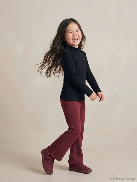 LCW Kids Bordo İspanyol Paça Kız Çocuk Tayt ürün görseli 1