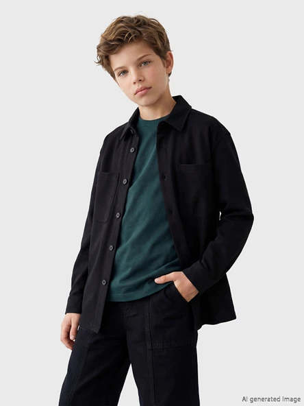 LCW Kids Siyah Uzun Kollu Erkek Çocuk Gömlek ürün görseli 1