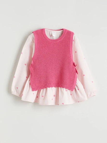 LCW Kids Pembe Baskılı Poplin Kız Çocuk Gömlek ve Süveter ürün görseli 1