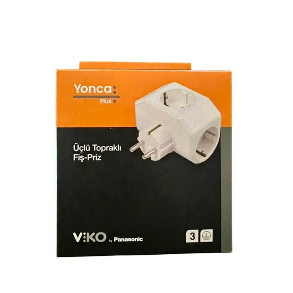 Viko Yonca Plus Üçlü Topraklı Fişli Priz Siyah ürün görseli 1