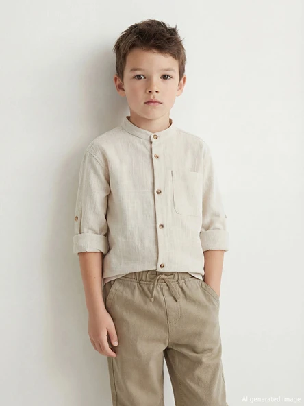 LCW Kids Gri Hakim Yaka Erkek Çocuk Gömlek ürün görseli 1