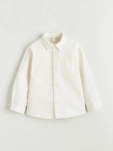 LCW Kids Bej Erkek Çocuk Basic Gabardin Gömlek - Resim 2