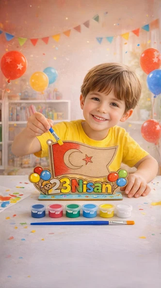 23 Nisan Ahşap Boyama Seti - Resim 4
