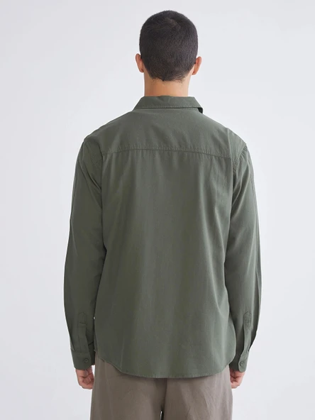 XSIDE Haki Regular Fit Gabardin Erkek Gömlek - Resim 4