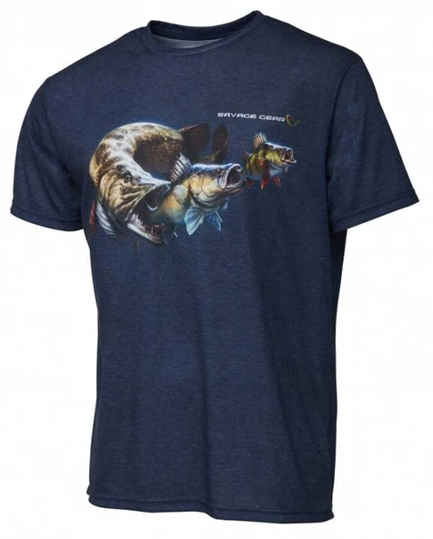 Savage Gear Cannibal T-Shirt Blue Melange  S ürün görseli 1