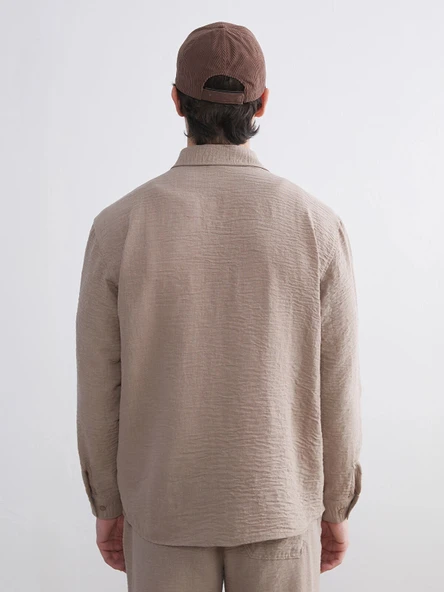 XSIDE Bej Regular Fit Uzun Kollu Erkek Gömlek - Resim 4