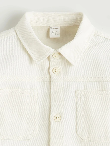 LCW Kids Bej Erkek Çocuk Basic Gabardin Gömlek - Resim 3