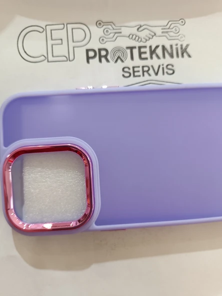 iPhone 14 Pro şeffaf mor renk kılıf - Resim 3