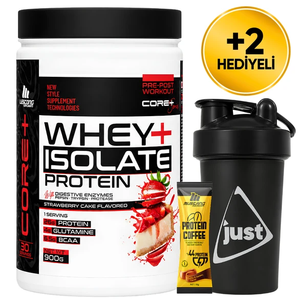 Mustang Nutrition Core+ Series Isolate Whey Protein Tozu 900 Gr 30 Servis Çilekli Pasta + Shaker + Protein Kahve Hediyeli ürün görseli 1