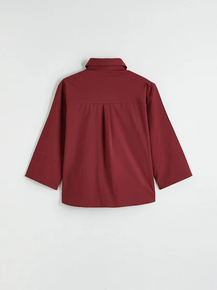 LCW EVERYDAY Bordo Poplin Kadın Gömlek - Resim 7