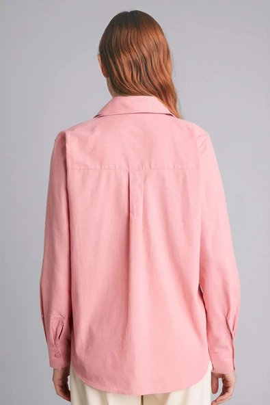 Defacto W7734AZPN111 Pembe %100 Pamuk Basıc Gömlek - Resim 5