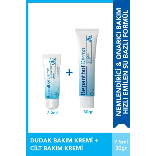 Bepanthol Cilt Kremi 30gr & Günlük Yoğun Nemlendirici Dudak Bakım Kremi 7,5ml - El, Dudak ve Günlük Yüz Bakım ürün görseli 1