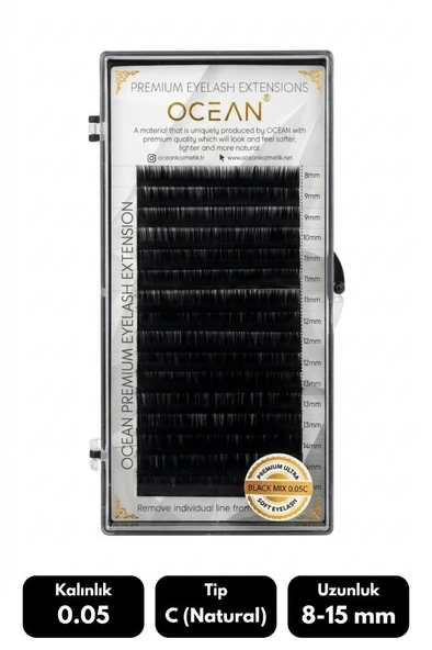 Ocean 0.05C Natural Kıvrım Mix Soft Eyelash Takma Kirpik 16'lı ürün görseli 1