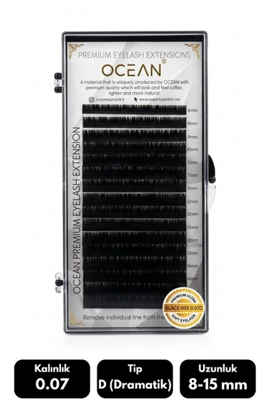 Ocean 0.07D Dramatik Kıvrım Mix Soft Eyelash Takma Kirpik 16'lı ürün görseli 1