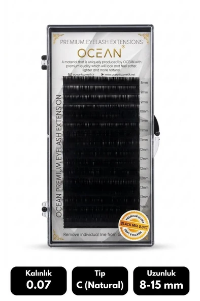 Ocean 0.07C Natural Kıvrım Mix Soft Eyelash Takma Kirpik 16'lı ürün görseli 1