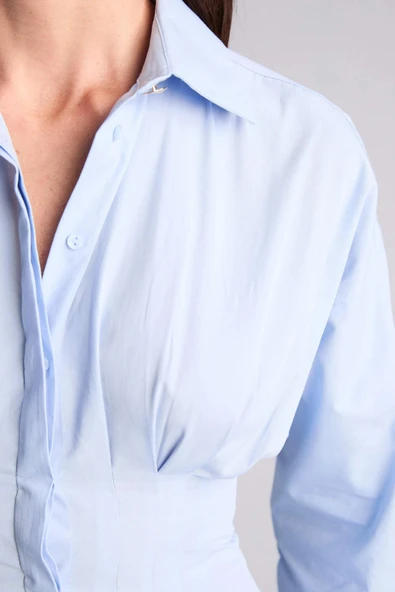 Defacto G8610AXBE744 Mavi Fıtted Poplin Gömlek - Resim 4
