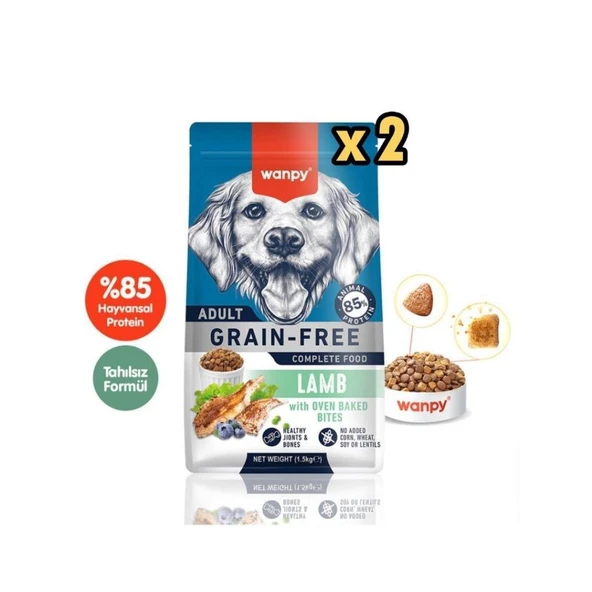 Wanpy Tahılsız Kuzulu Yetişkin Köpek Maması 1,5 Kg x 2 Adet ürün görseli 1