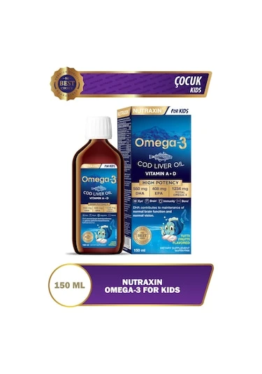 Nutraxin Omega 3 For Kids Balık Yağı 150 ml Şurup ürün görseli 1