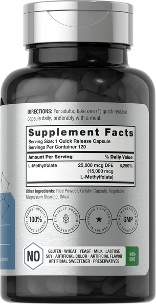 Horbaach L-Methylfolate MTHF 15000mcg 120 Caps - Resim 2