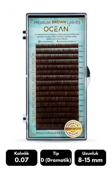 Ocean 0.07D Dramatik Kıvrım Brown Mix Soft Eyelash Takma Kirpik 16'lı ürün görseli 1
