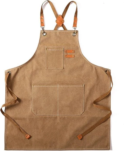 Valkyrie Unisex Kanvas Mutfak Önlüğü Ayarlanabilir Askılı Cepli Barista Garson Servis Önlüğü Kahve ürün görseli 1