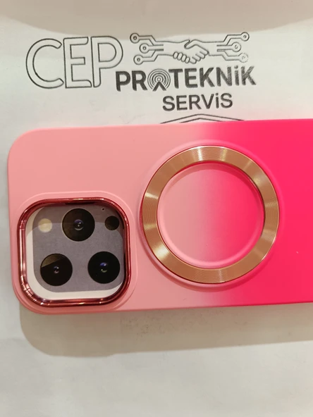 iPhone 14 Pro pembe  renkli kılıf - Resim 3