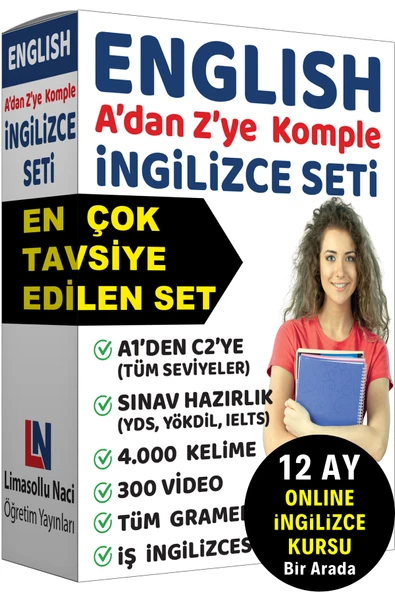 Limasollu Naci Öğretim Yayınları İngilizce Eğitim Seti İngilizce Gramer Kitap 300 Video 4000 Kelime Öğrenme YDS YÖKDİL TOEFL LGS-12 ürün görseli 1