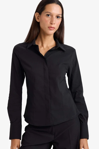 Defacto I5278AZBK27 Siyah Fitted Bengalin Gömlek ürün görseli 1